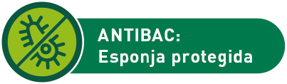 ANTIBAC: Esponja protegida con fondo blanco.